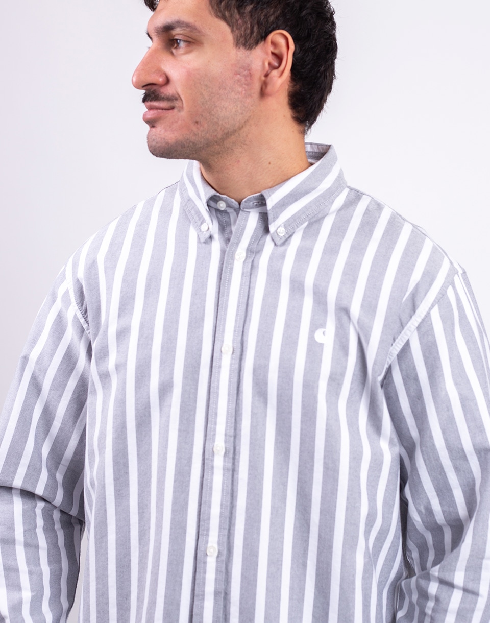 Carhartt WIP L/S Deven Shirt Deven Stripe, Black/White M