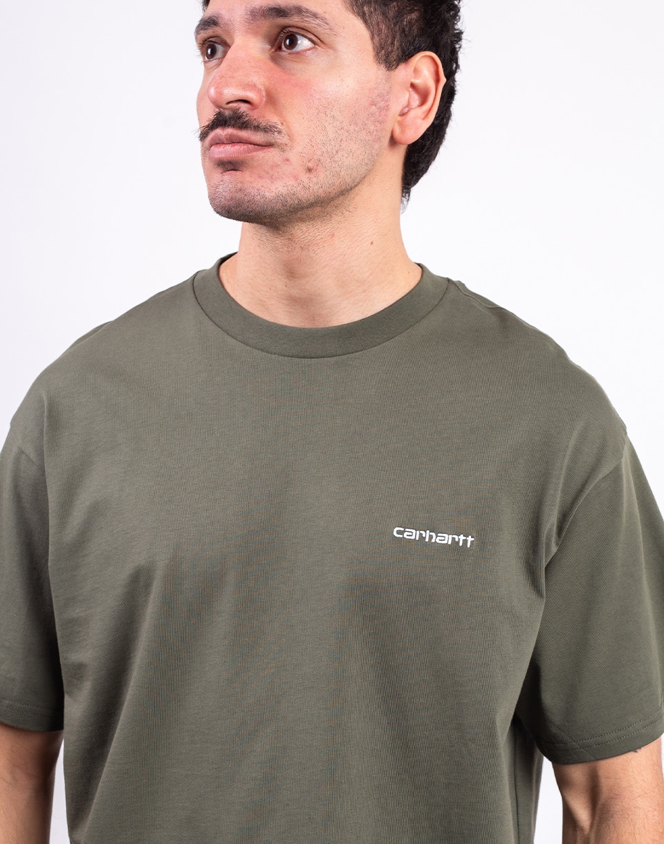 Carhartt WIP S/S Script Embroidery T-Shirt Leaf/White S