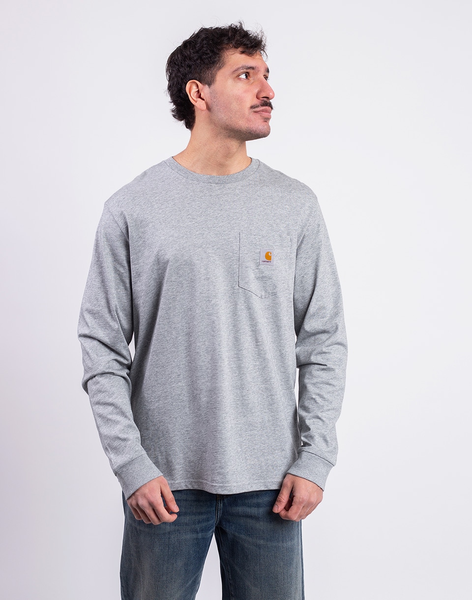Tričko Carhartt WIP L/S Pocket T-Shirt Grey Heather