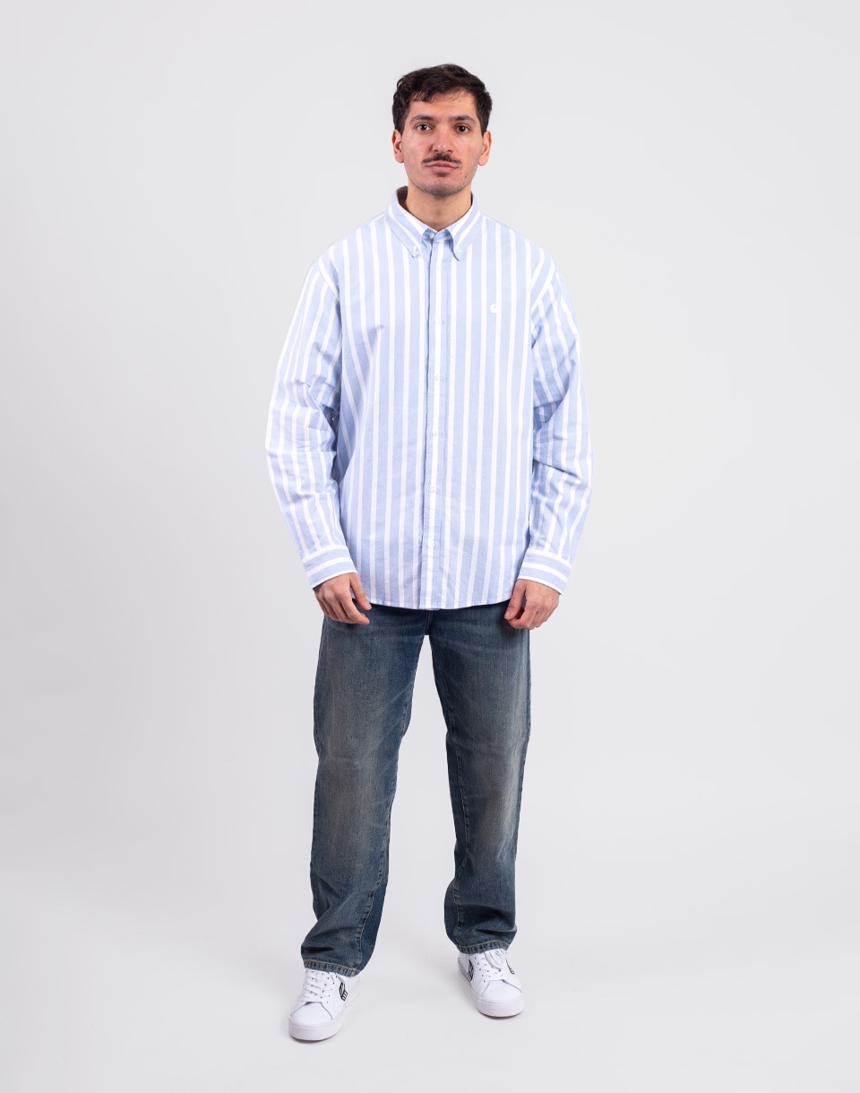 Carhartt WIP L/S Deven Shirt Deven Stripe, Bleach/White M