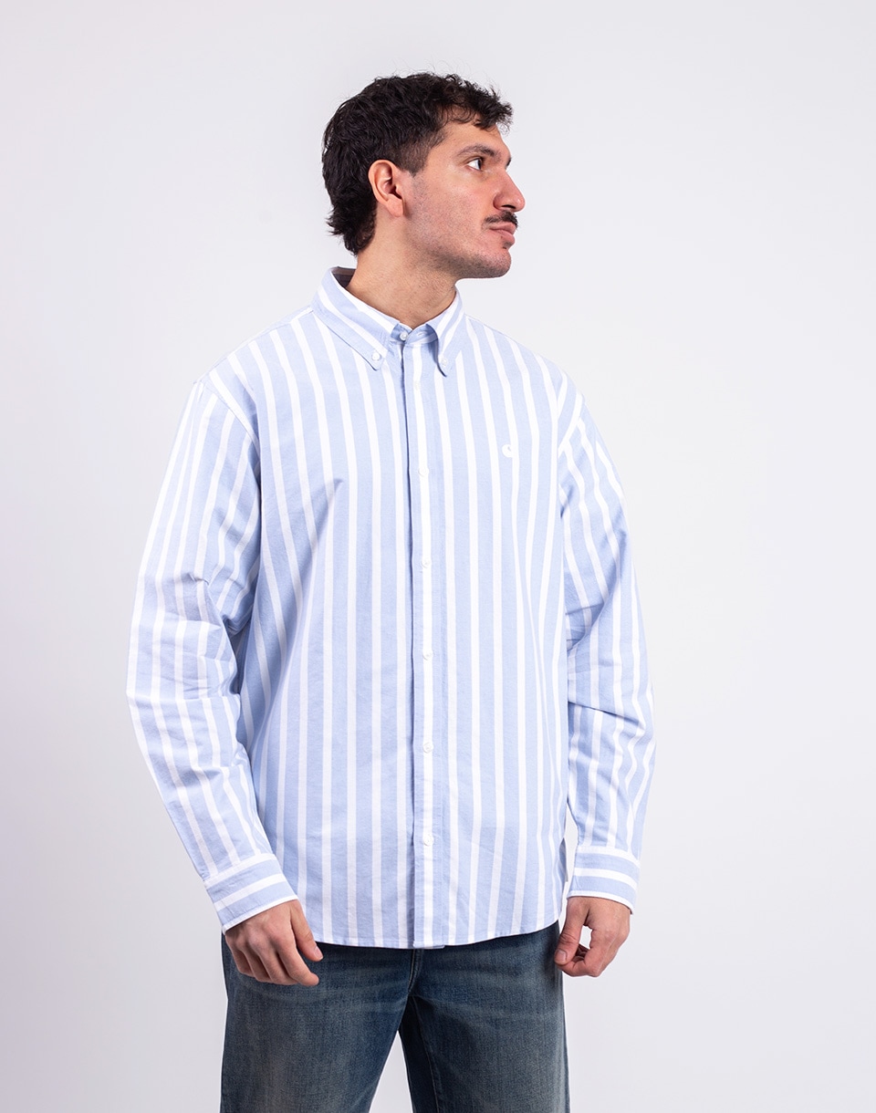 Carhartt WIP L/S Deven Shirt Deven Stripe, Bleach/White M