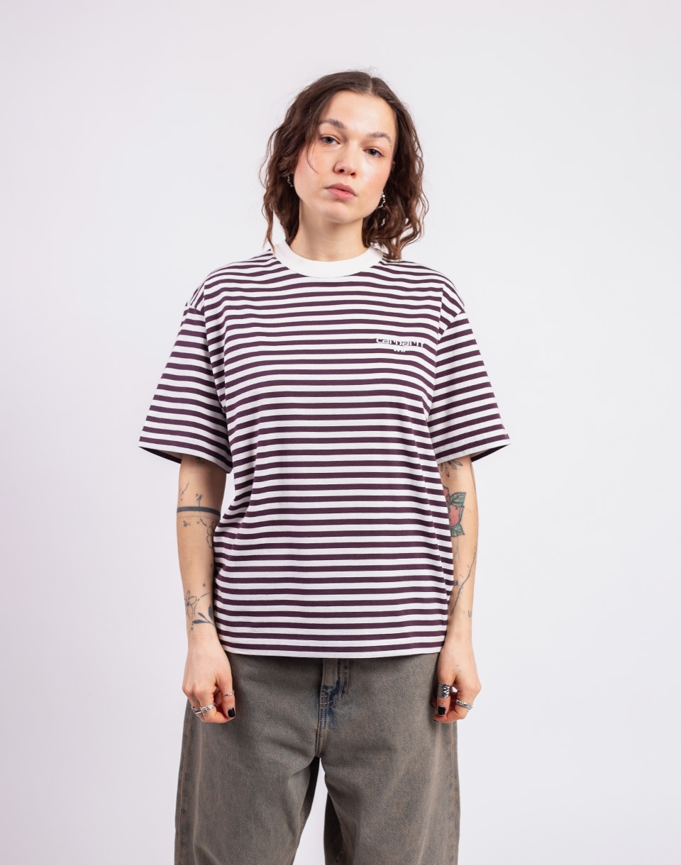 Tričko Carhartt WIP W' S/S Ezra T-Shirt Ezra Stripe, Cozy Purple