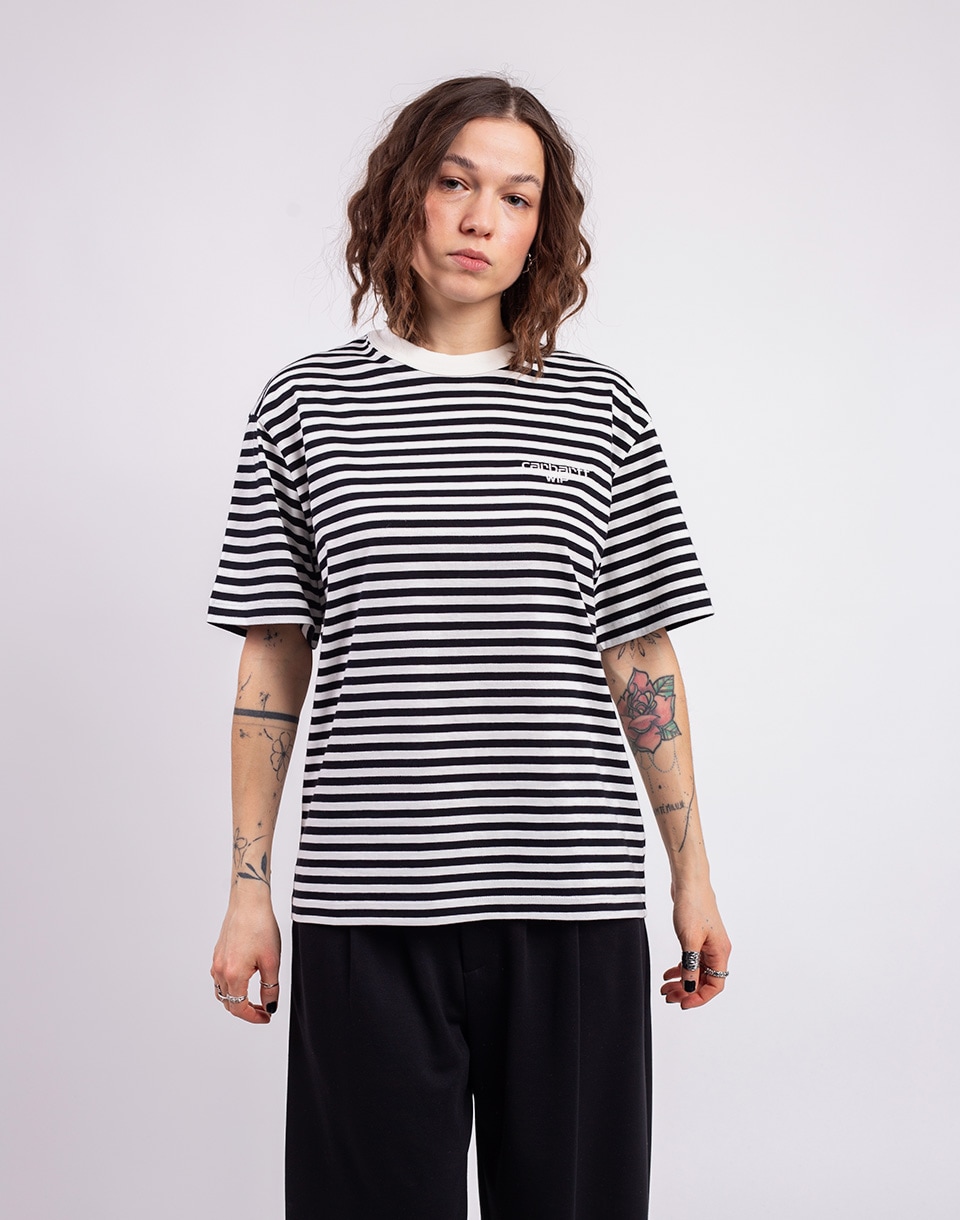 Tričko Carhartt WIP W' S/S Ezra T-Shirt Ezra Stripe, Black/Wax
