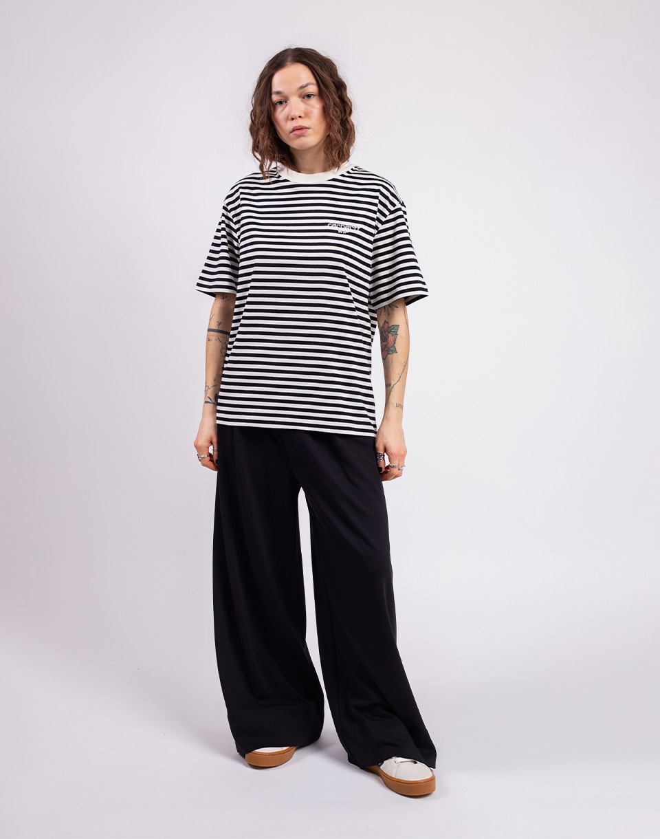 Carhartt WIP W' S/S Ezra T-Shirt Ezra Stripe, Black/Wax M