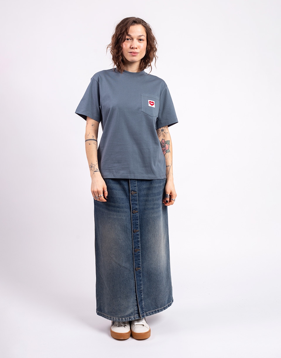 Carhartt WIP W' S/S Pocket Heart T-Shirt Cozy Blue/Red M