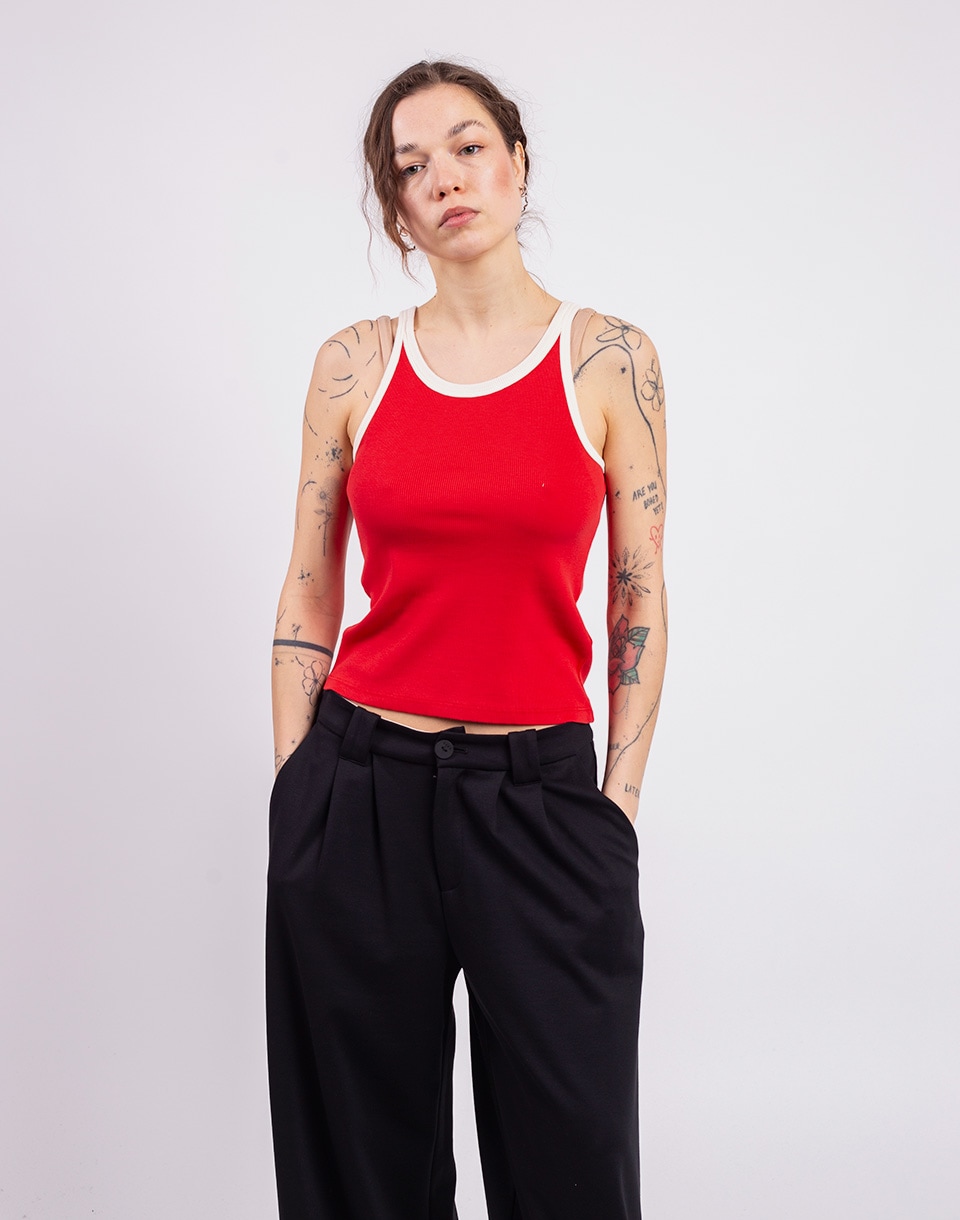 Thinking MU Clavel Pannacotta Contrast Harriet Top RED L