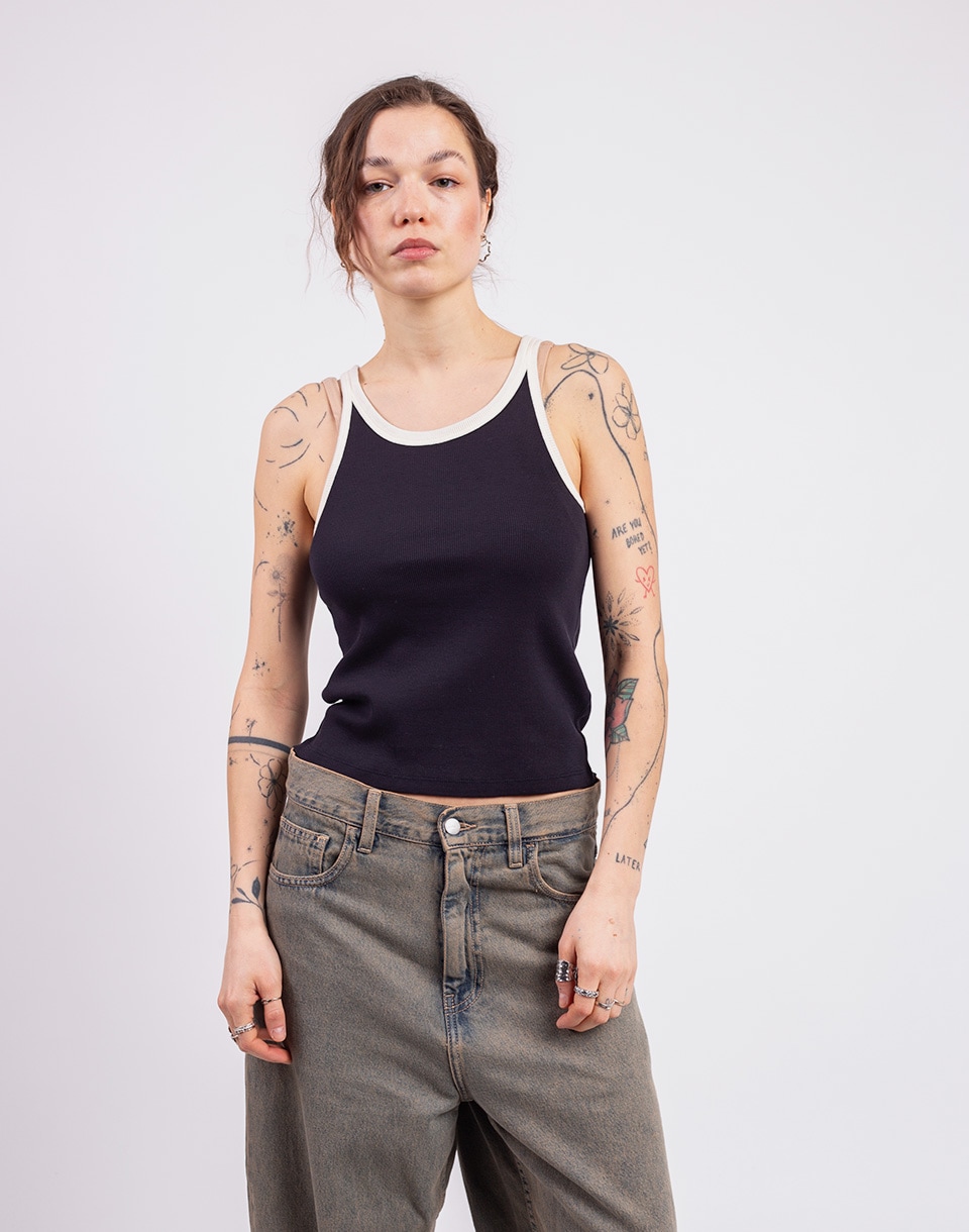 Thinking MU Navy Pannacota Contrast Harriet Top BLUE L