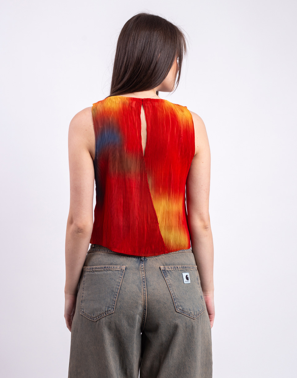 Thinking MU Flowers Pleated Dora Top MULTICOLOR M