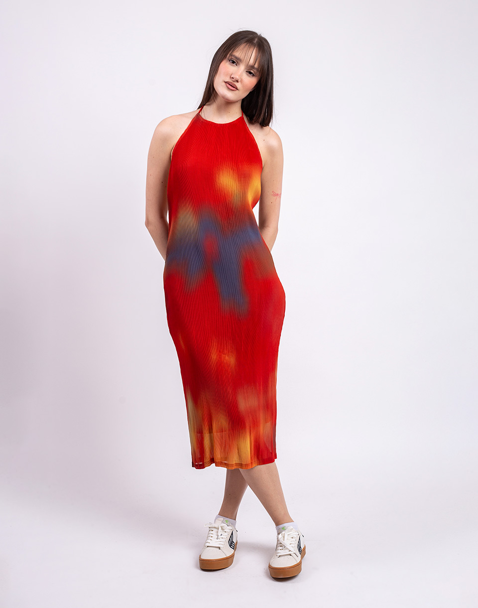 Thinking MU Flowers Pleated Miriam Dress MULTICOLOR L