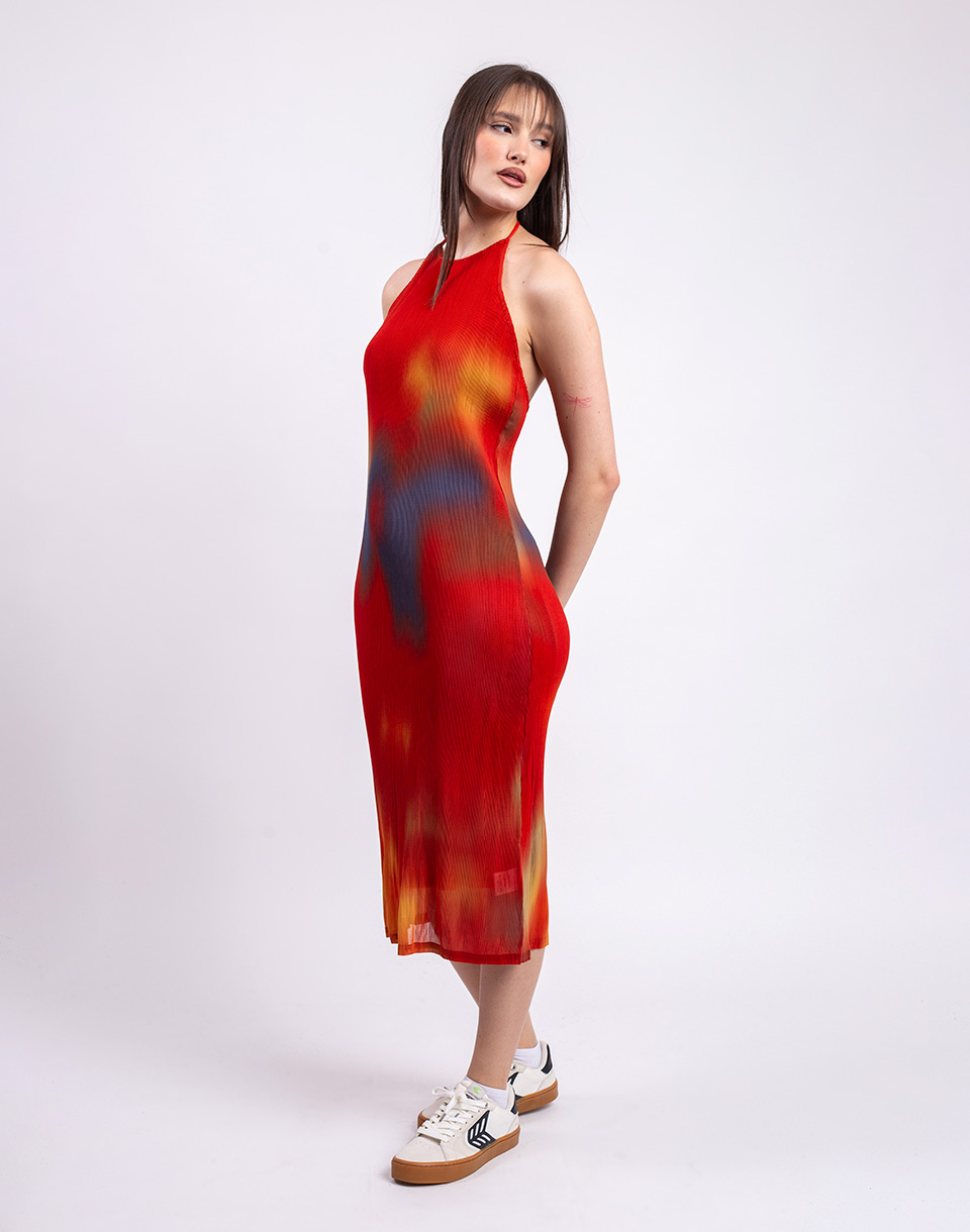 Thinking MU Flowers Pleated Miriam Dress MULTICOLOR S
