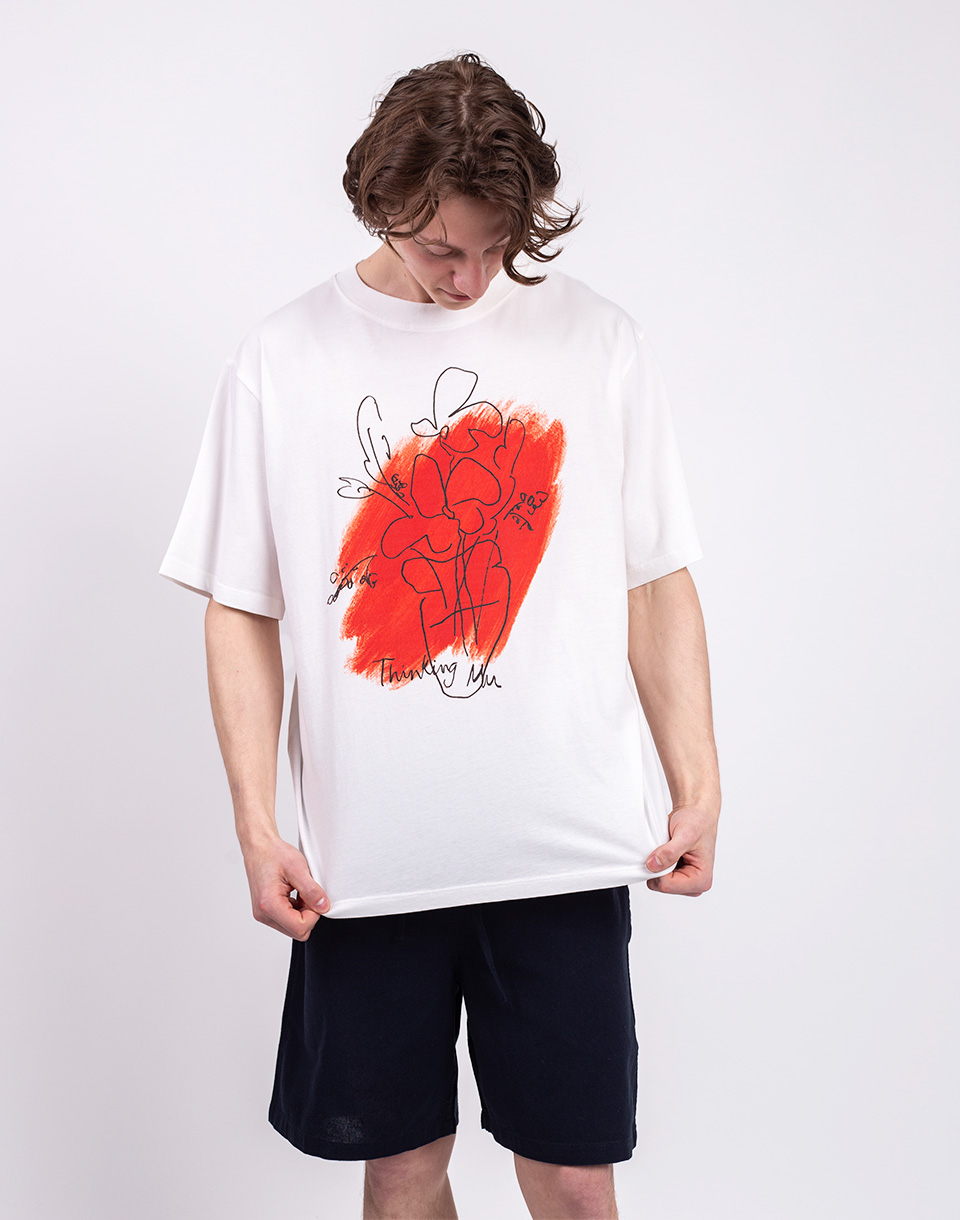Thinking MU Flower Pot Red Eric Tee WHITE M
