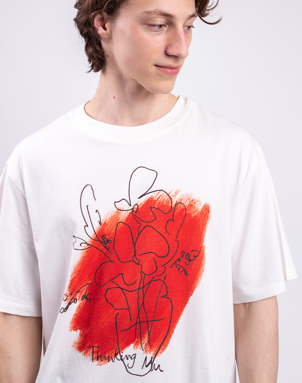 Thinking MU Flower Pot Red Eric Tee WHITE M