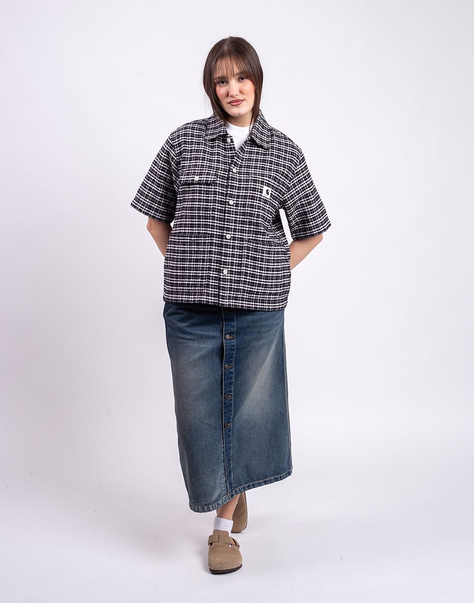 Carhartt WIP W' S/S Michigan Shirt Kander Check, Black M