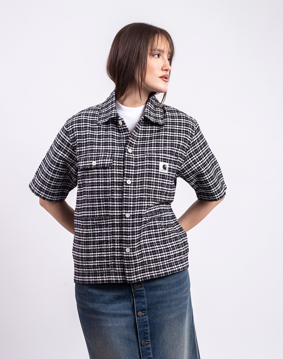 Carhartt WIP W' S/S Michigan Shirt Kander Check, Black XS