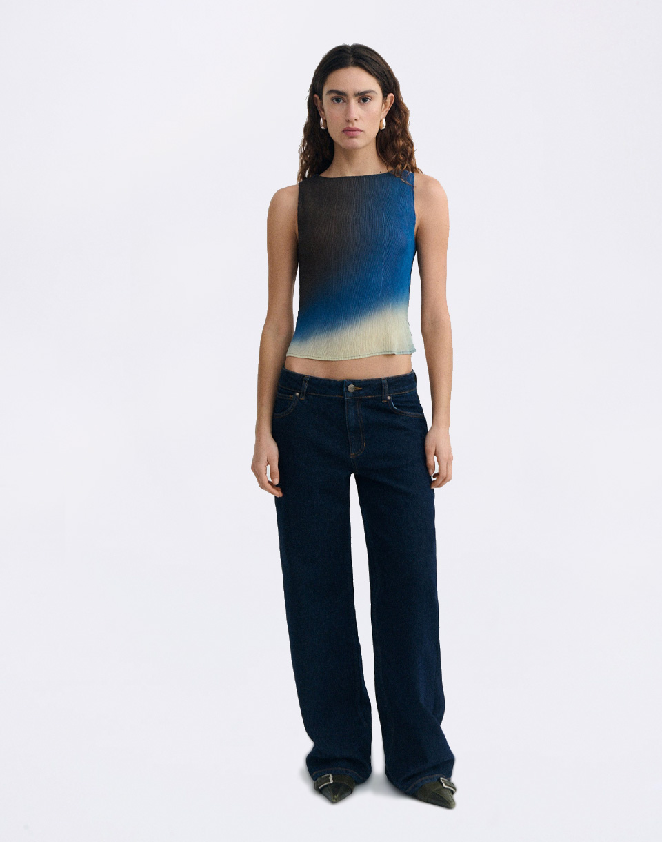 Thinking MU Glass Pleated Dora Top MULTICOLOR L
