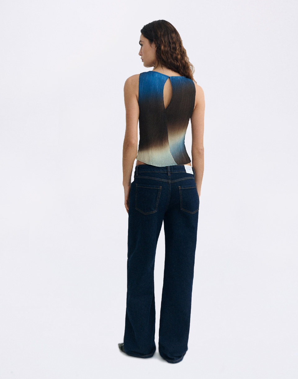 Thinking MU Glass Pleated Dora Top MULTICOLOR L