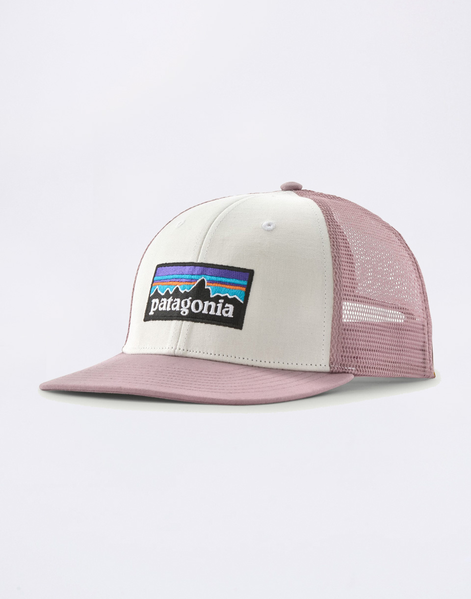 Patagonia P-6 Logo Trucker Hat White w/Quiet Violet