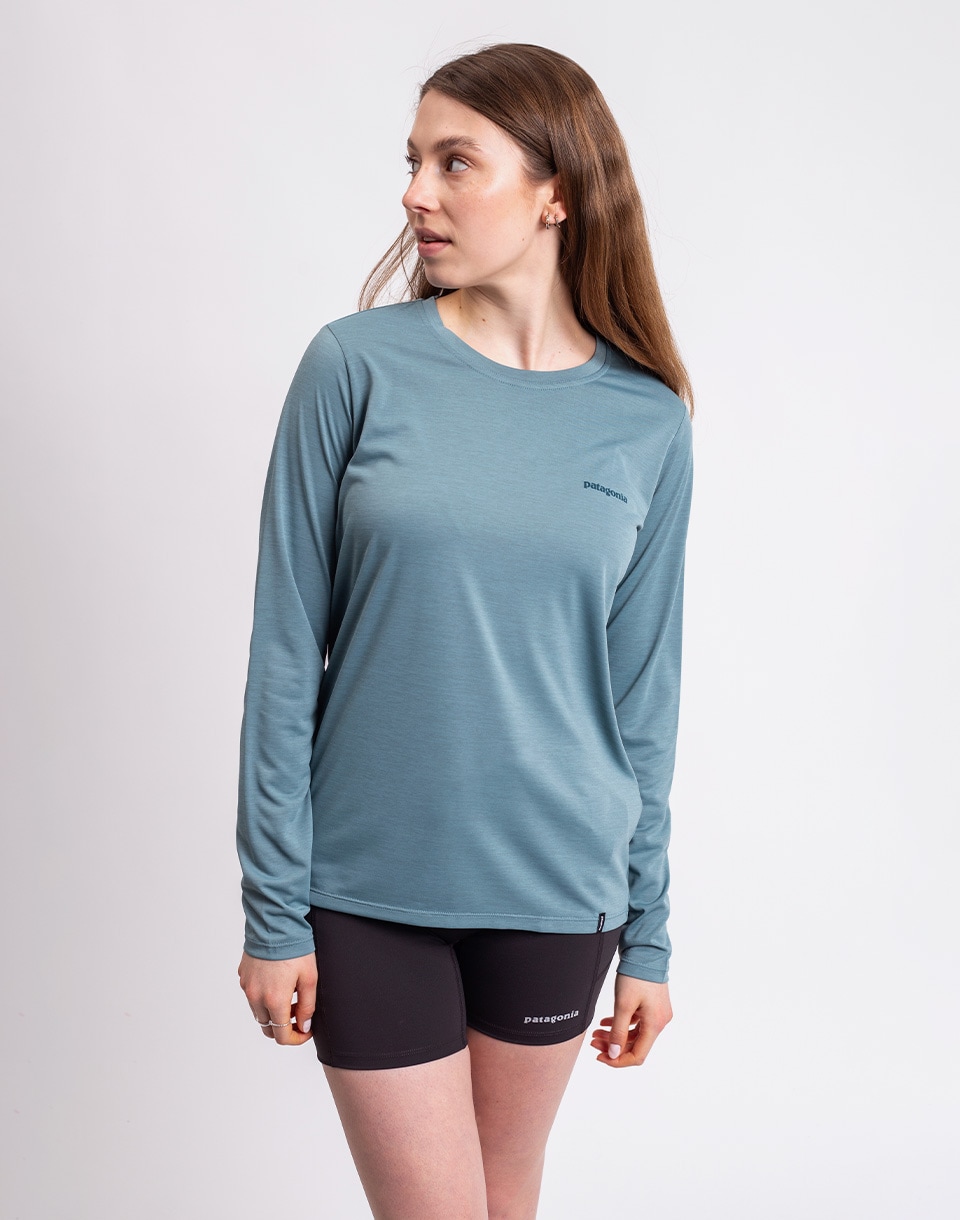 Patagonia W's L/S Capilene® Cool Daily Shirt - Boardshort Logo Blue Sage - Light Blue Sage X-Dye M