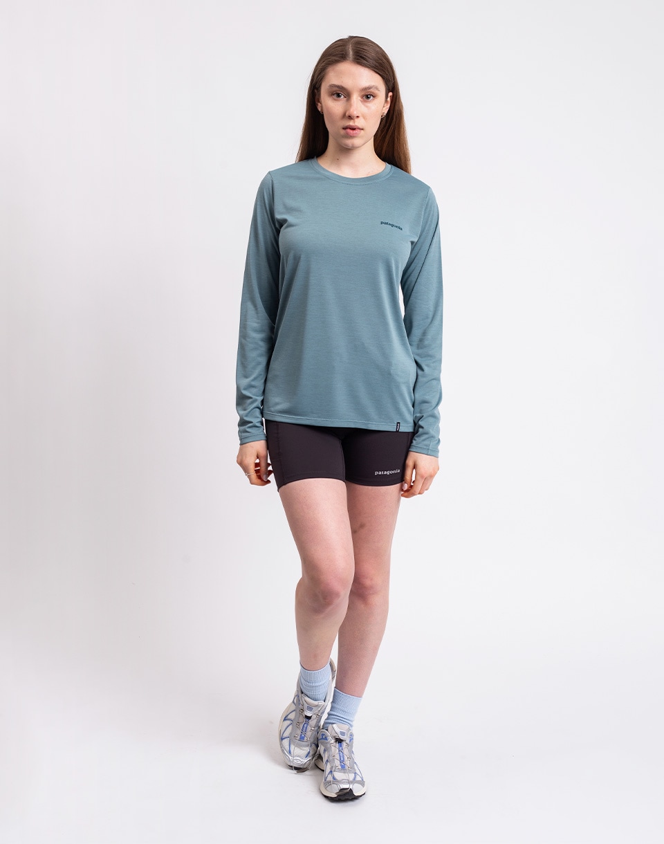 Patagonia W's L/S Capilene® Cool Daily Shirt - Boardshort Logo Blue Sage - Light Blue Sage X-Dye M