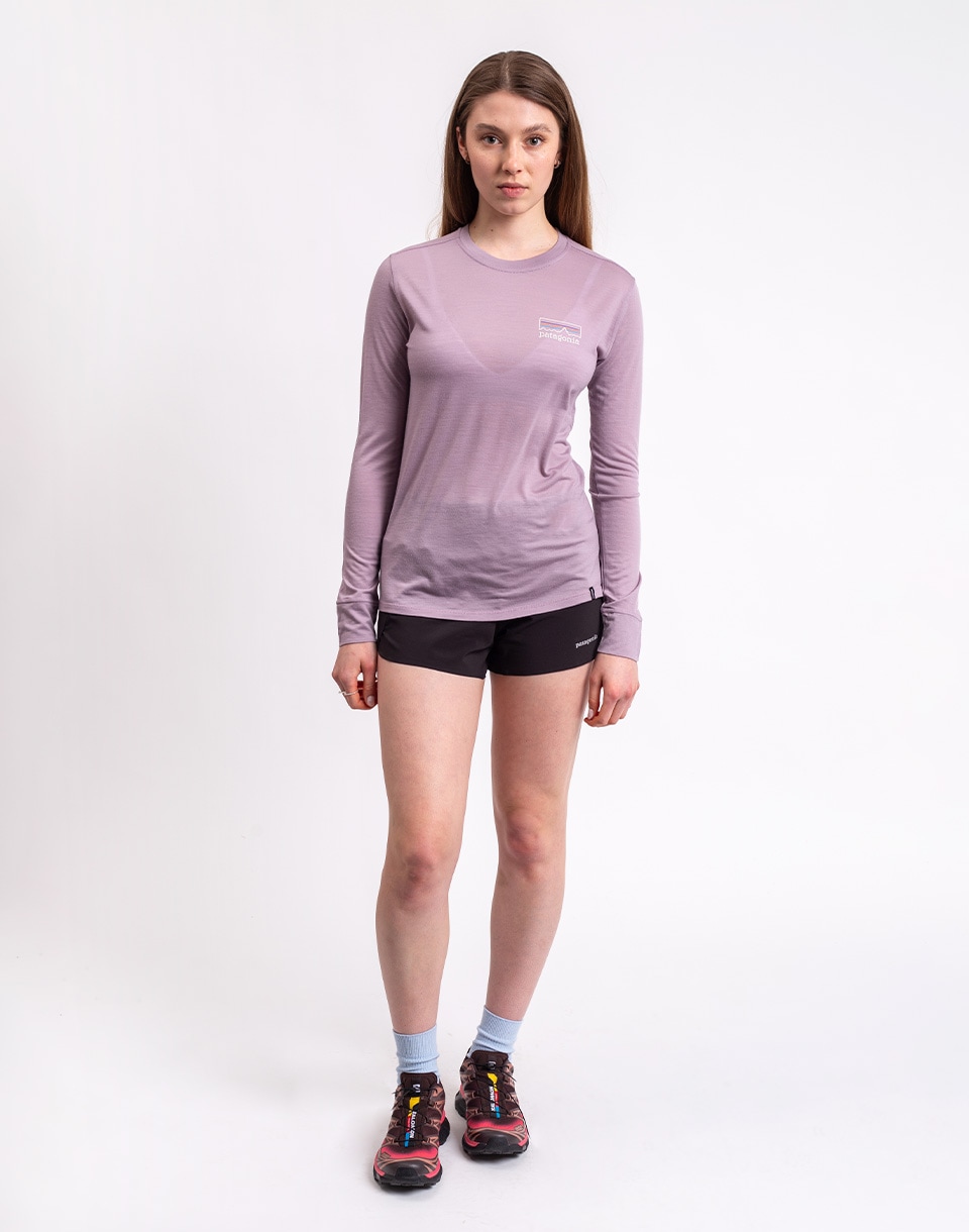 Patagonia W's L/S Capilene® Cool Merino Blend Graphic Shirt Fitz Roy Strata: Quiet Violet M