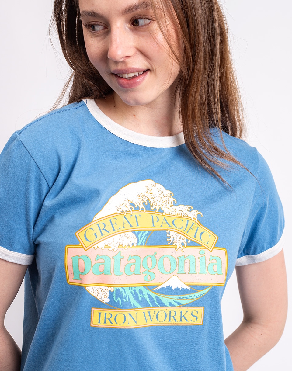 Patagonia W's Great Waves Ringer Tee Shore Blue M