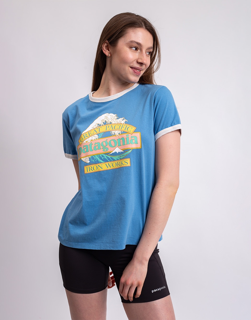 Patagonia W's Great Waves Ringer Tee Shore Blue M