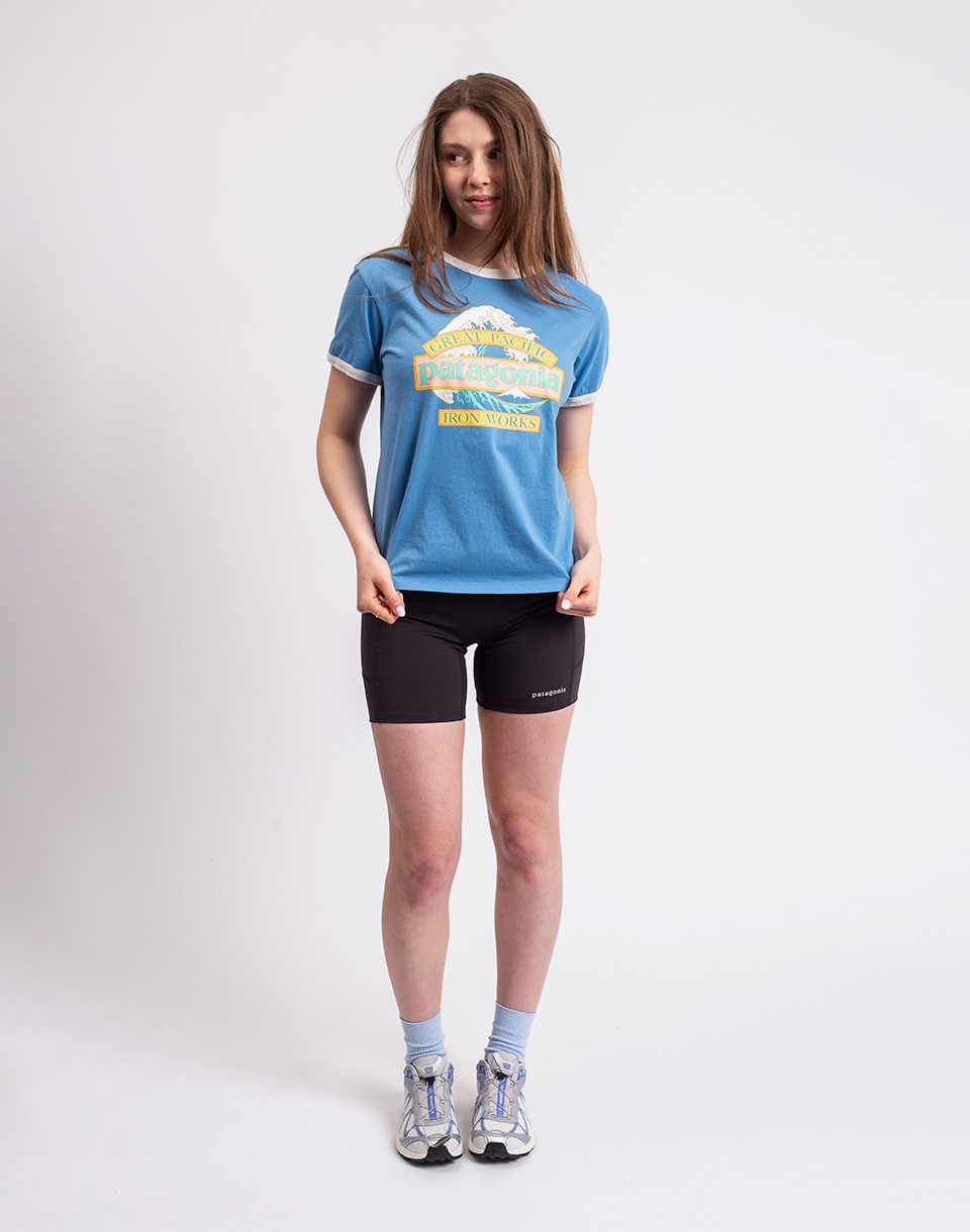 Patagonia W's Great Waves Ringer Tee Shore Blue M