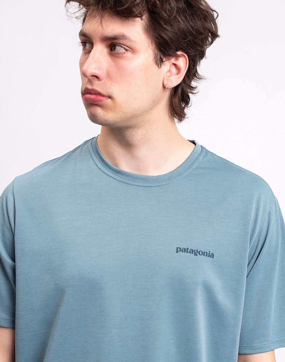 Patagonia M's Capilene® Cool Daily Shirt - Boardshort Logo Blue Sage - Light Blue Sage X-Dye M