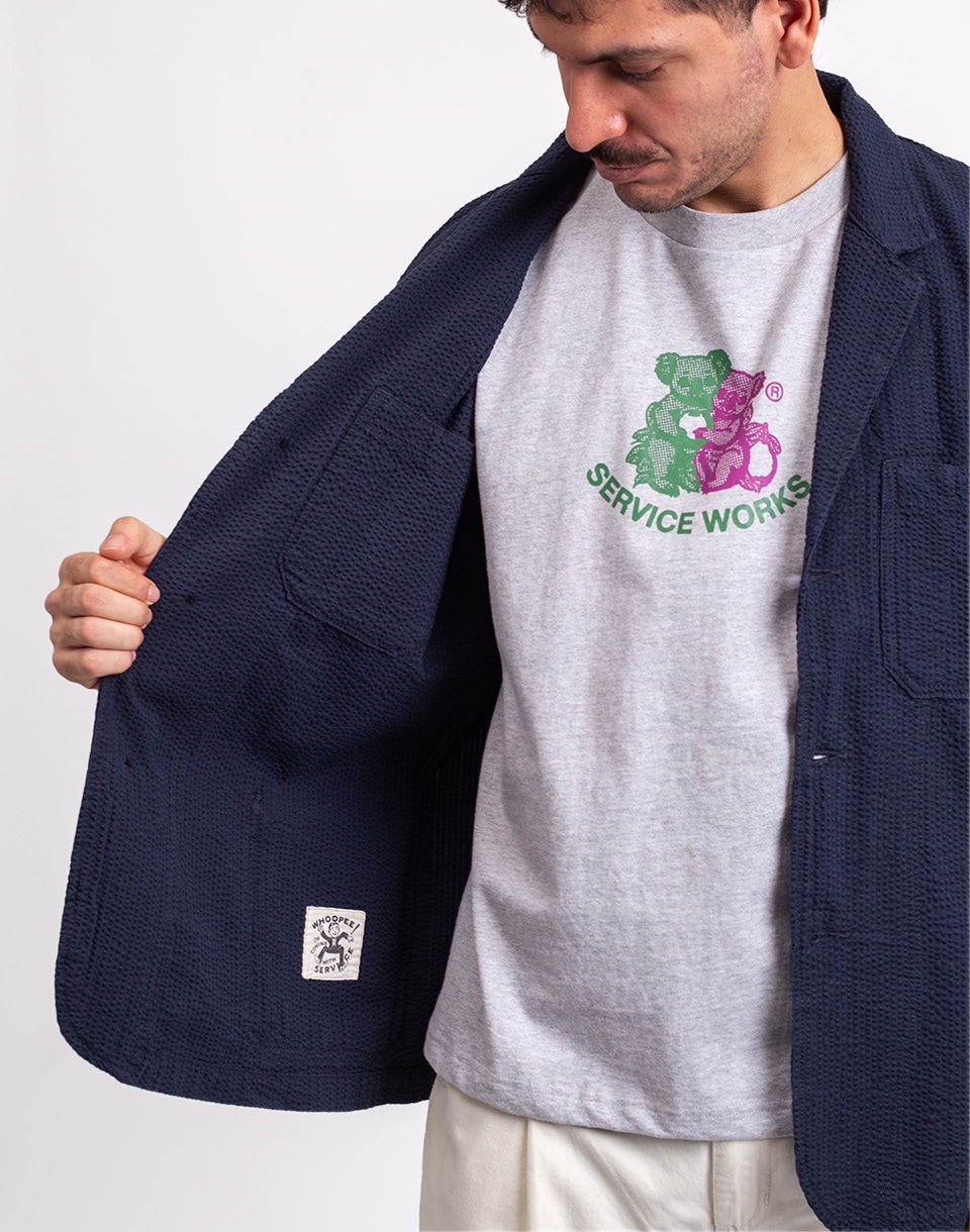 Service Works Seersucker Server Suit Jacket DARK NAVY M