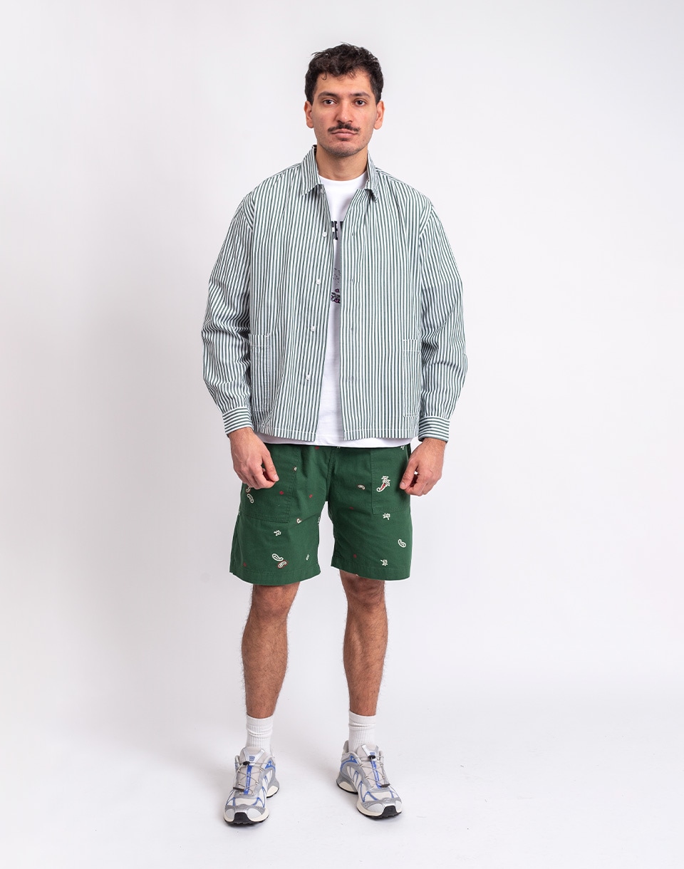 Service Works Poplin Stripe Waiter Shirt FOREST M