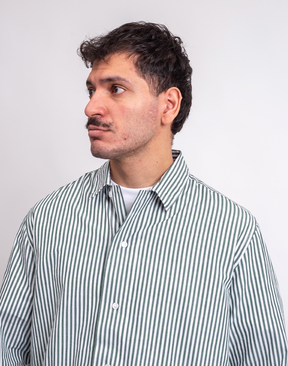 Service Works Poplin Stripe Waiter Shirt FOREST M