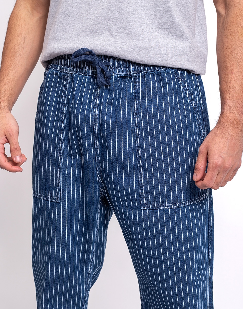 Service Works Pinstripe Denim Chef Trousers Pants INDIGO S