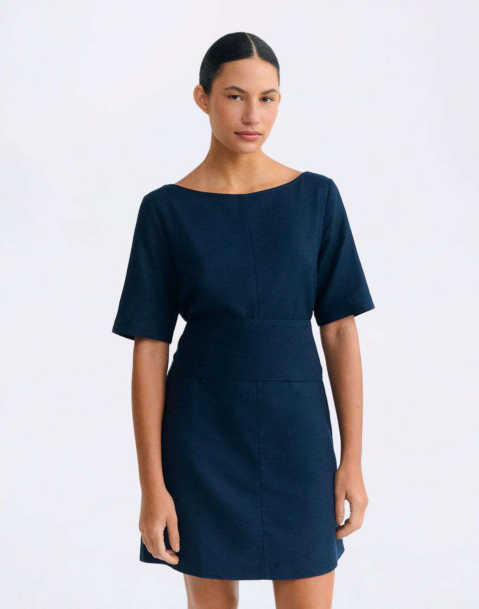 Thinking MU Navy Hemp Kieran Dress NAVY S