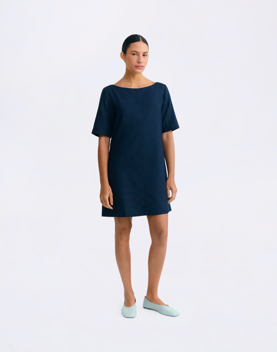 Thinking MU Navy Hemp Kieran Dress NAVY S