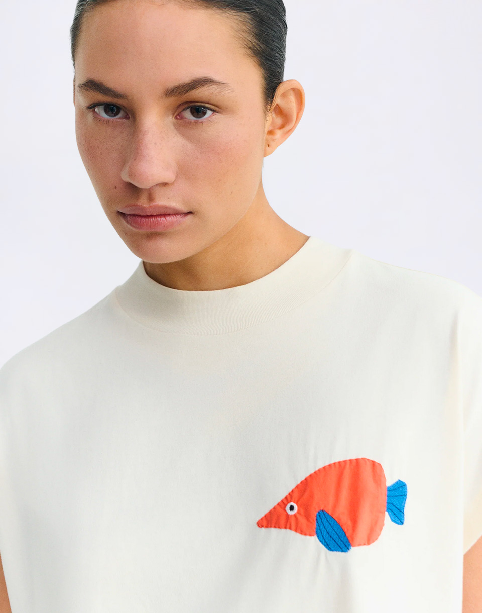 Thinking MU Volta trumpet patched Tee ECRU L
