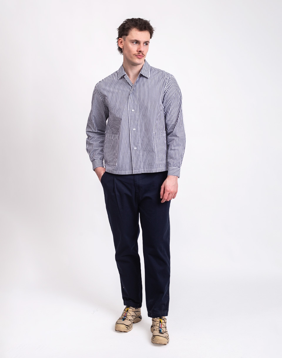 Service Works Poplin Stripe Waiter Shirt ROYAL M