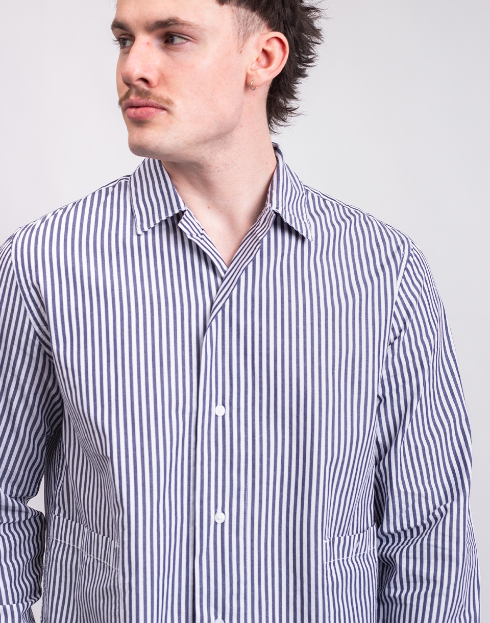 Service Works Poplin Stripe Waiter Shirt ROYAL M