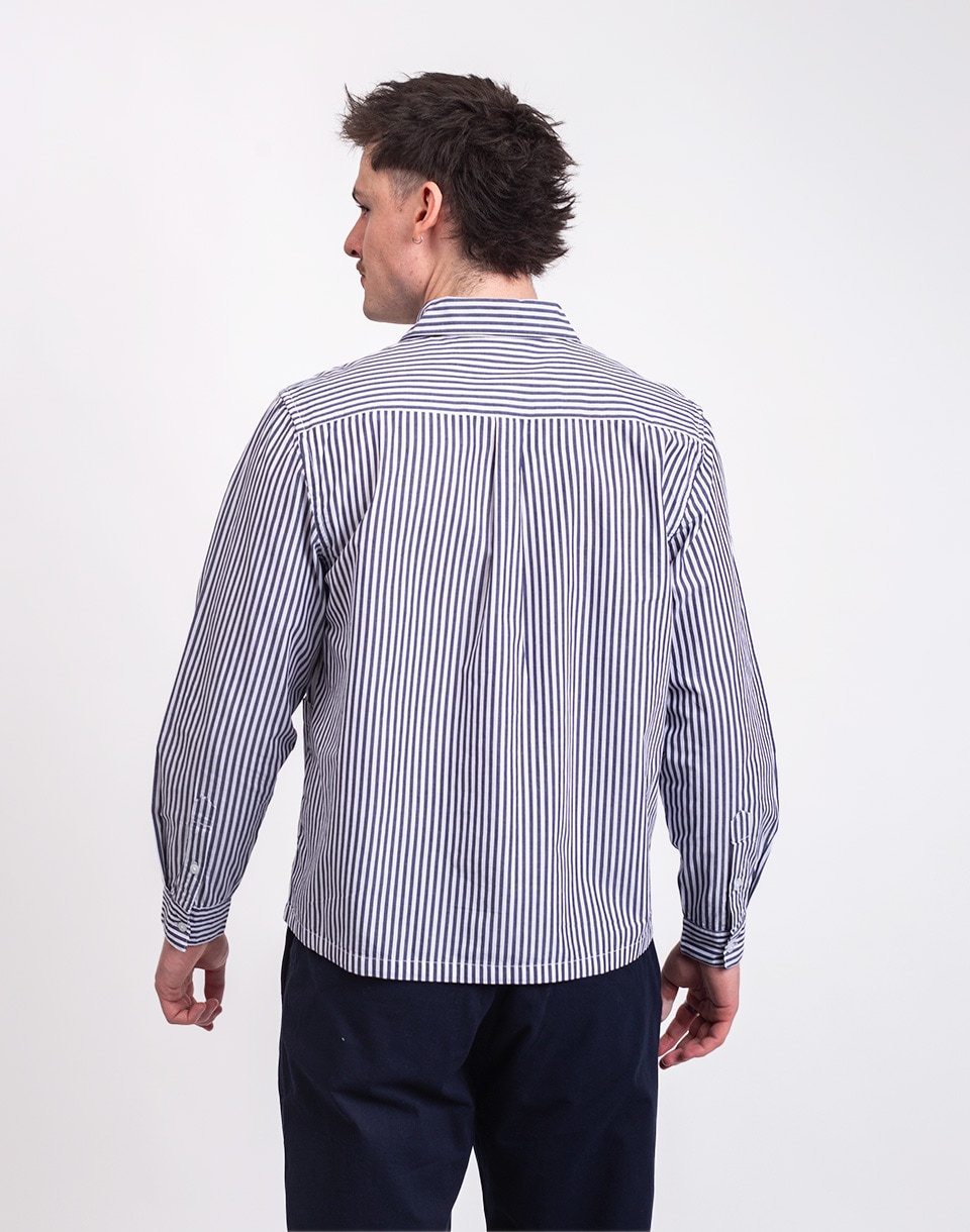 Service Works Poplin Stripe Waiter Shirt ROYAL M