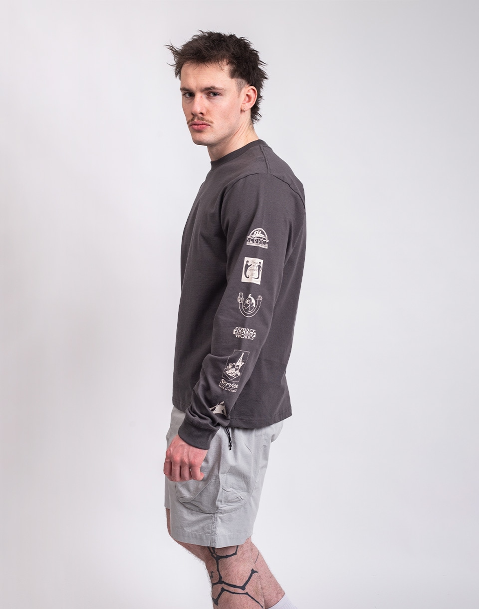 Service Works Bootleg Long Sleeve Tee CHARCOAL M