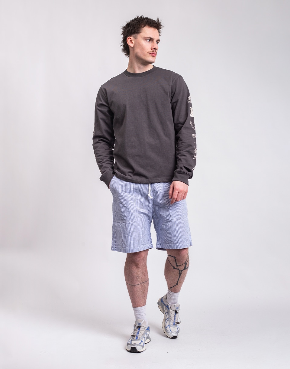 Service Works Seersucker Chef Shorts NAVY STRIPE M