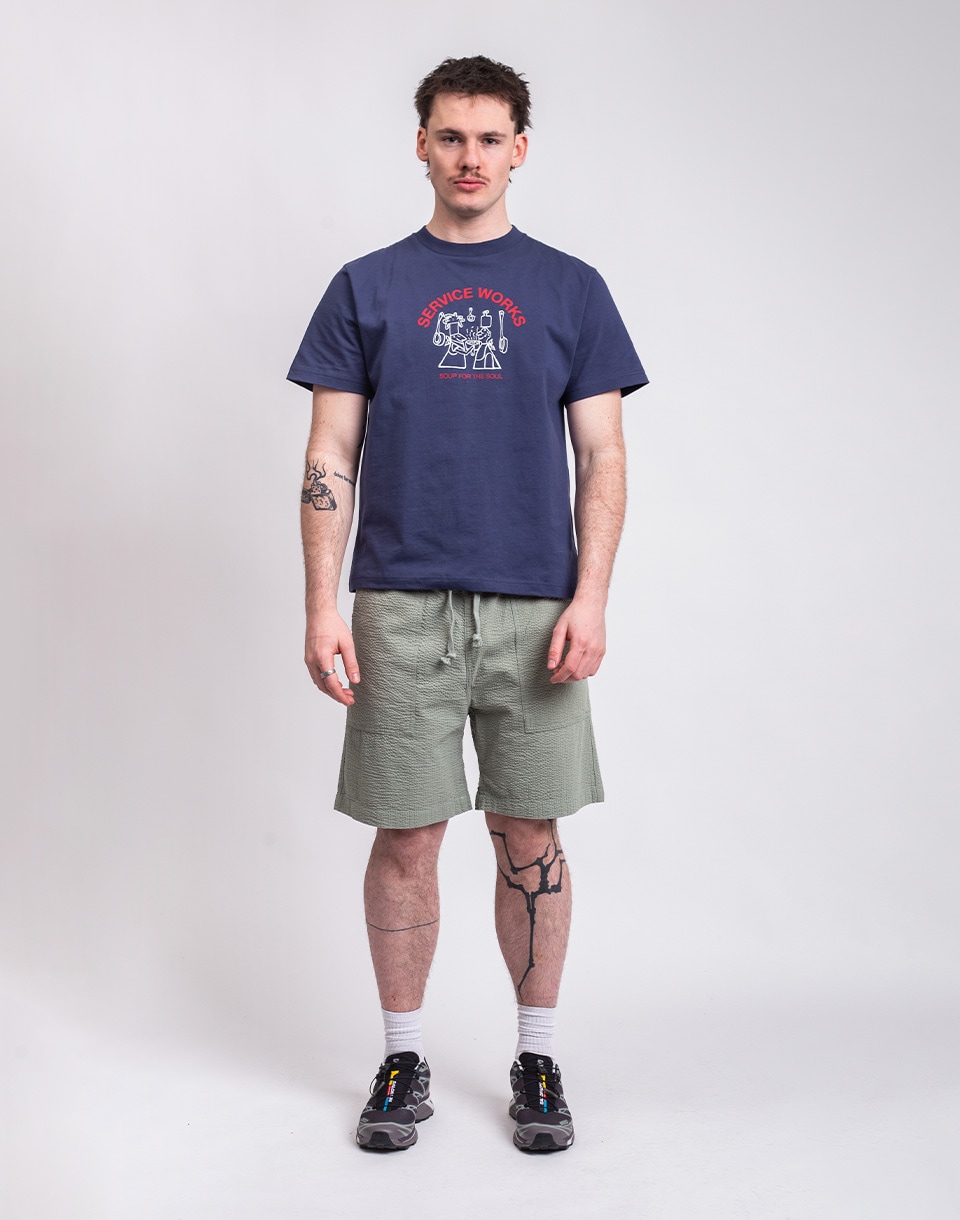 Service Works Seersucker Chef Shorts SAGE M