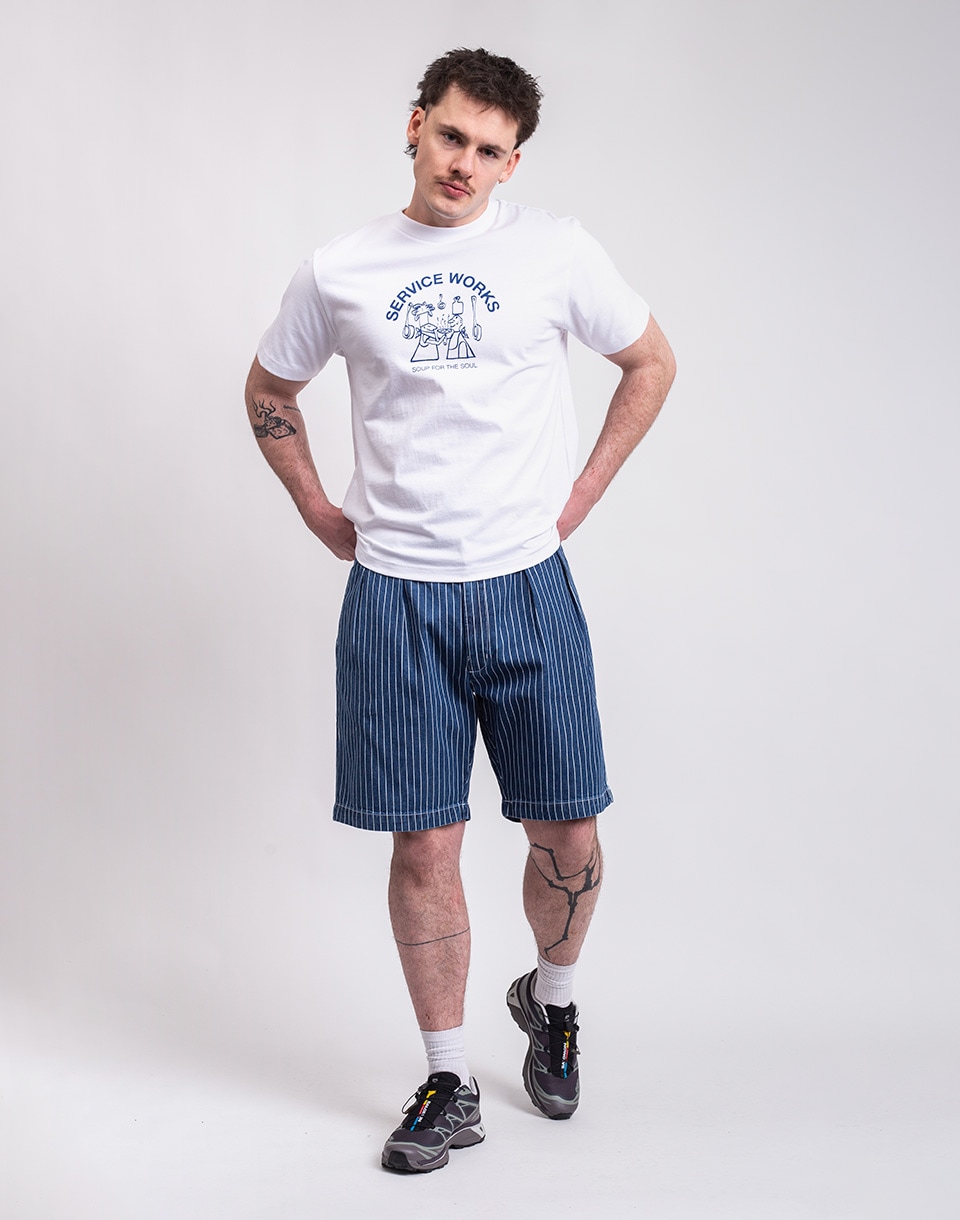 Service Works Pinstripe Part Timer Shorts INDIGO M