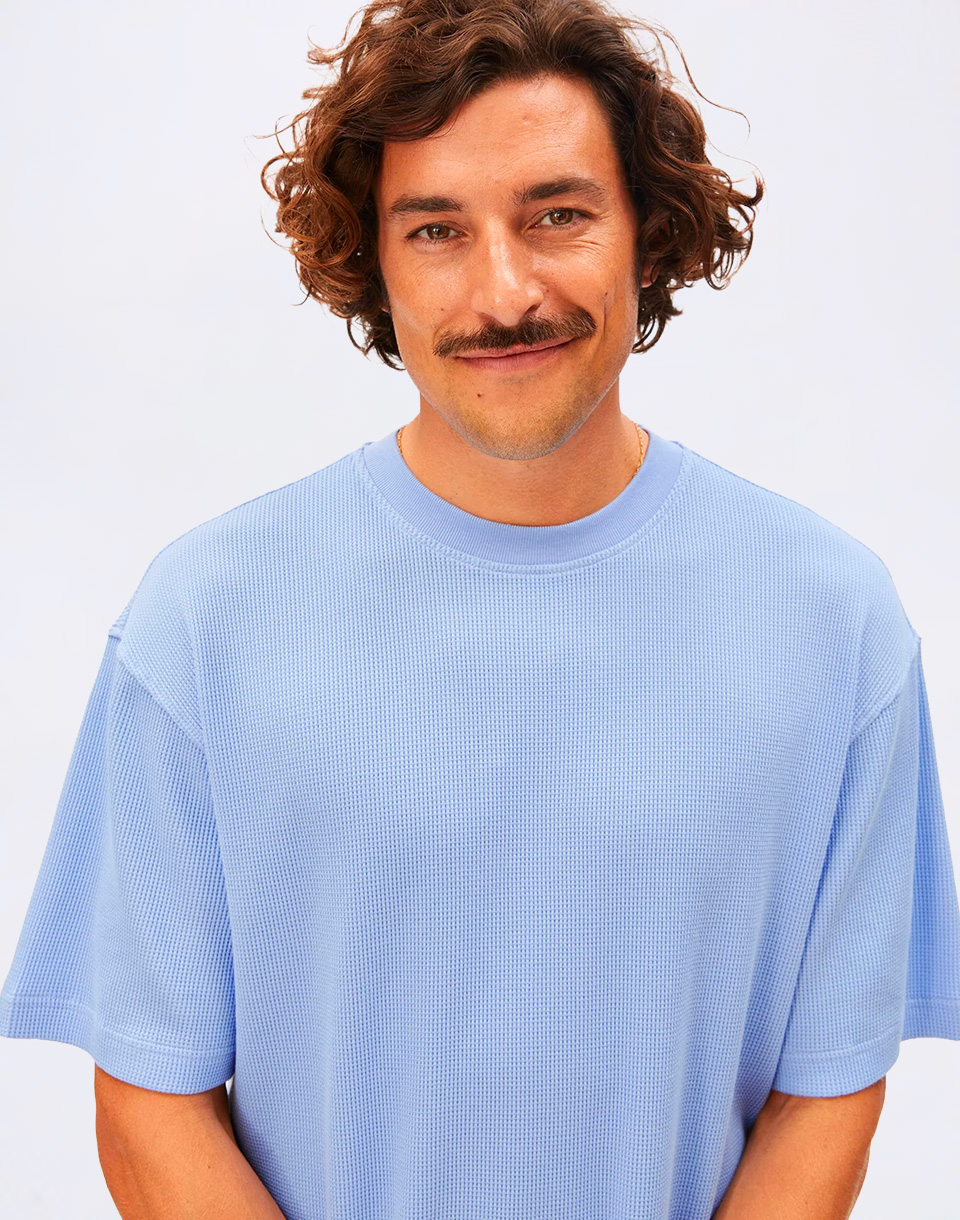 Armedangels Maarkos Waffle T-shirt 3455 wedgwood M