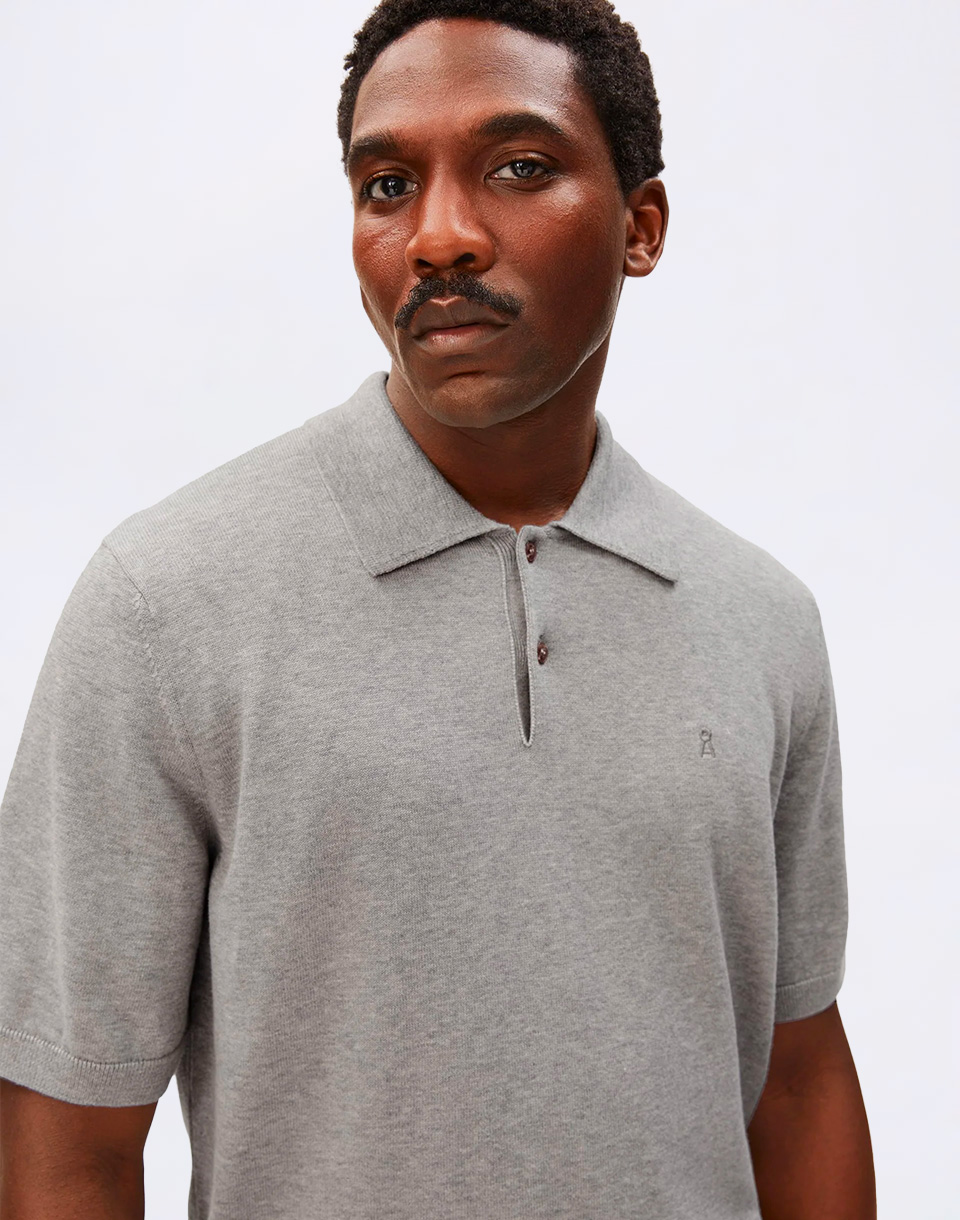 Armedangels Shortsleeve Knit Poloshirt silver melange M