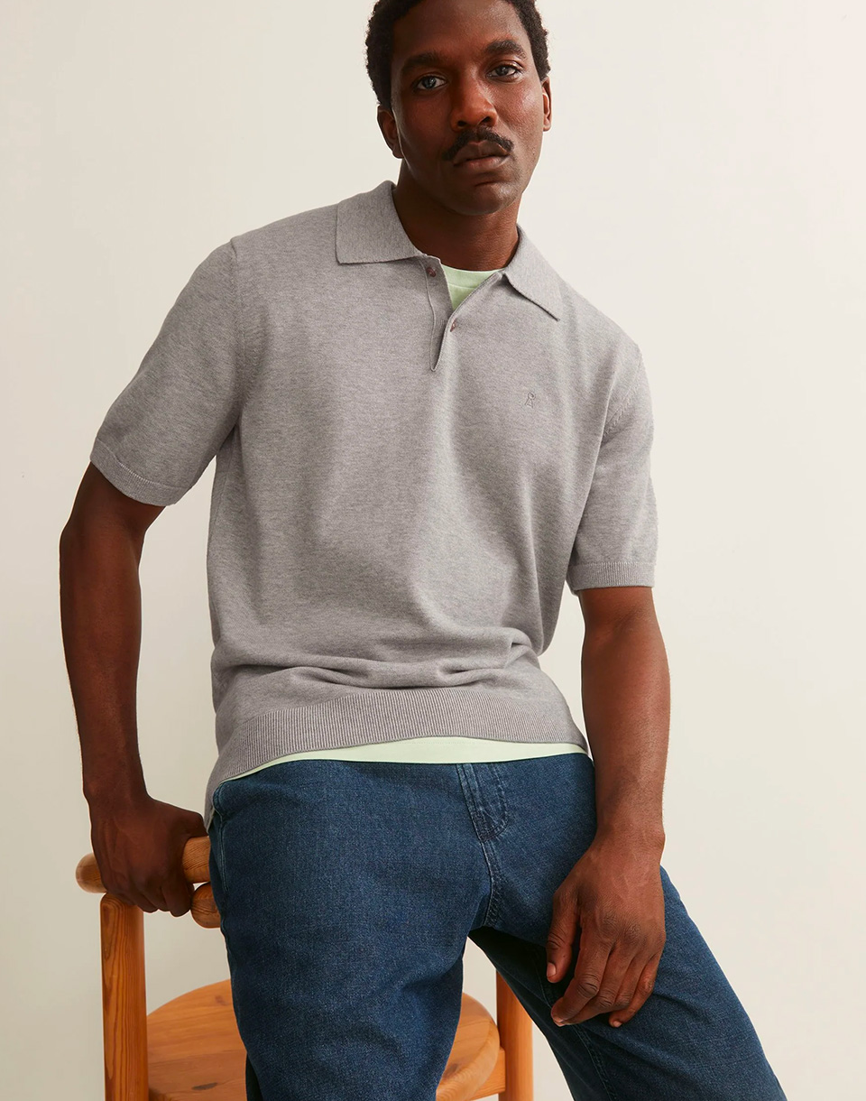 Armedangels Shortsleeve Knit Poloshirt silver melange M