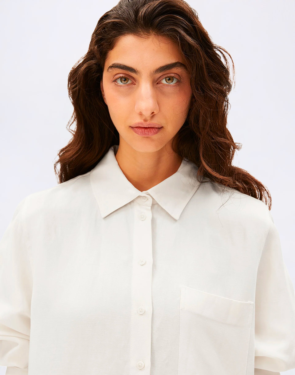 Armedangels Linen Blend Shirt Blouse 1609 oatmilk M