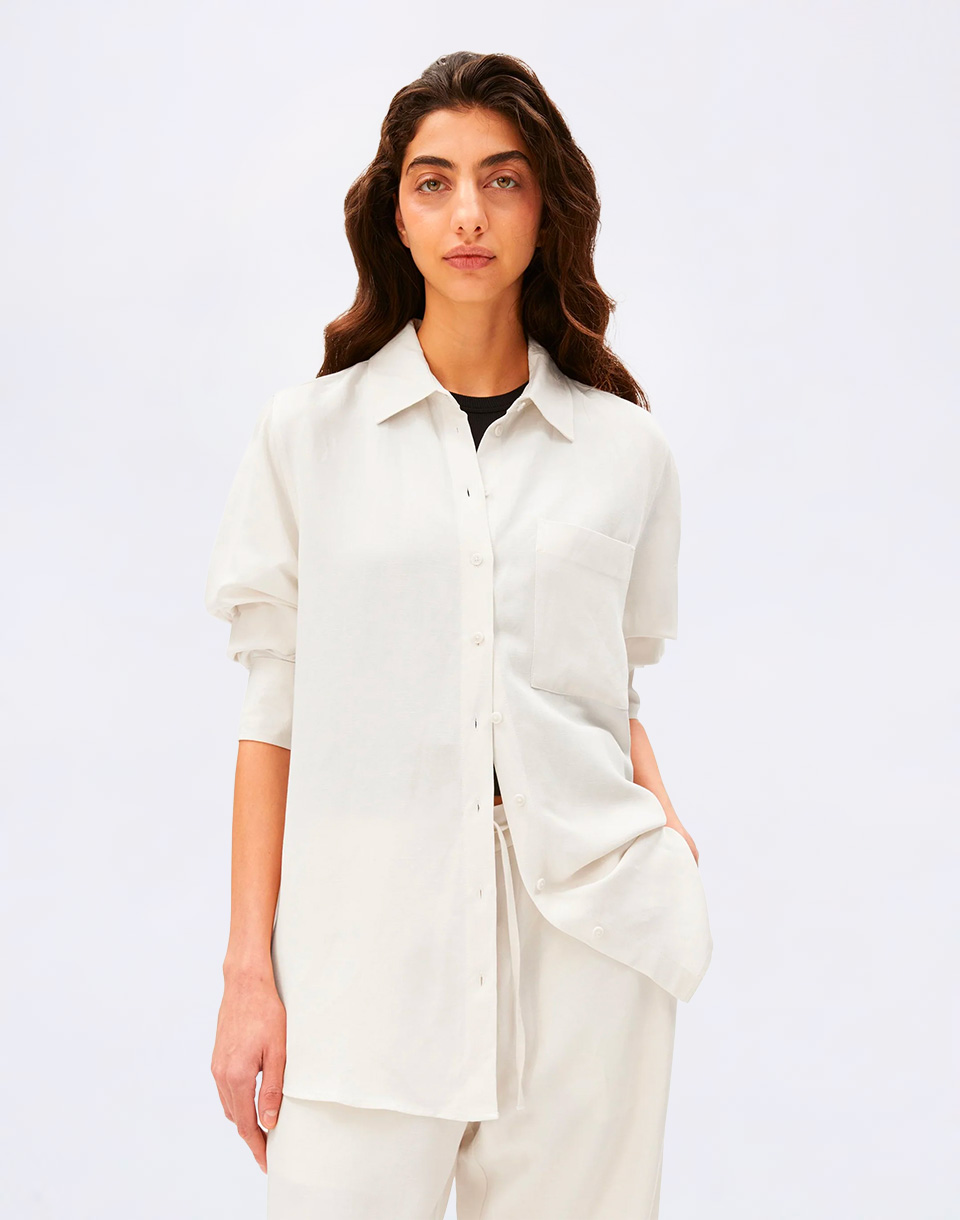 Armedangels Linen Blend Shirt Blouse 1609 oatmilk M