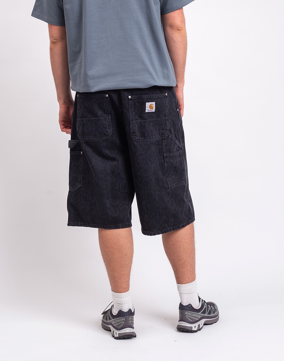 Carhartt WIP OG Double Knee Short Snake Camo, Black heavy stone wash S