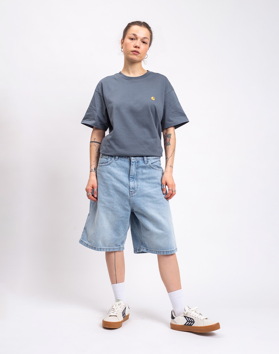 Carhartt WIP W' Brandon Short Blue heavy worn bleached S