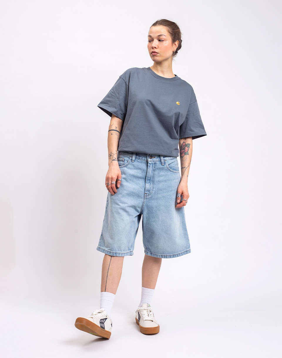 Carhartt WIP W' Brandon Short Blue heavy worn bleached S